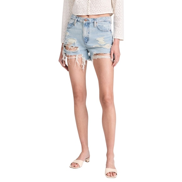 NWT FRAME The Vintage Relaxed Denim High-Rise Shorts Fizz Indigo